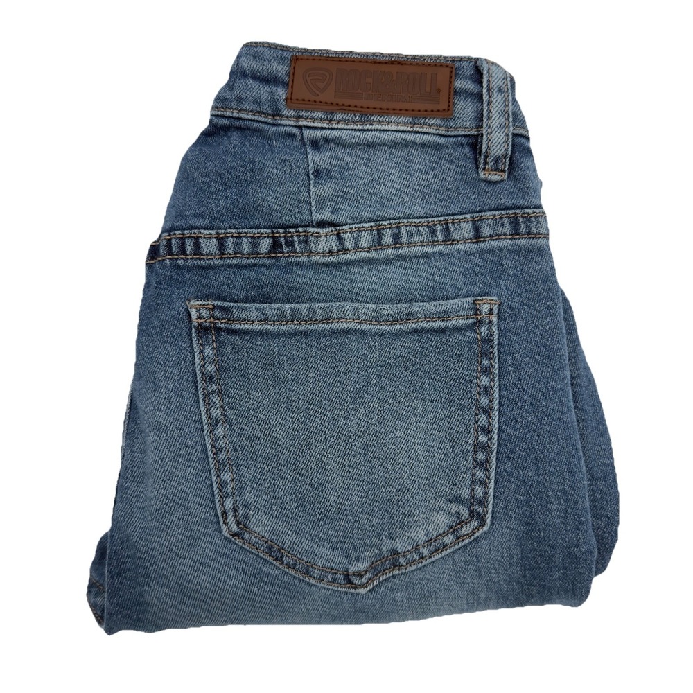 Rock & Roll Denim High Rise Flare Trouser Women's Size‎ 26 X 30 Button Accents